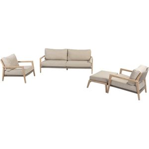Julia stoel bank loungeset 4 delig brushed teak 4 Seasons Outdoor