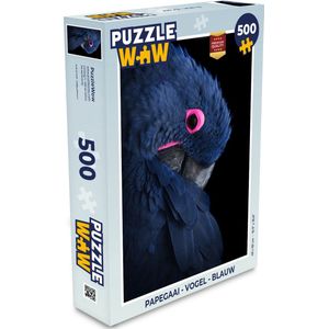 Puzzel Papegaai - Vogel - Blauw - Legpuzzel - Puzzel 500 stukjes