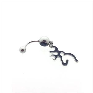 Zwart Kristal Stalen Navelpiercing met Tribal Design