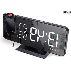 RFWR® Digitale Projectiewekker met 7,5 Inch LED-Display, FM-Radio, Dubbele Alarmfunctie en USB-Oplaadpoort