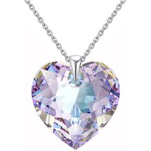 CHARO Swarovski Ketting - 45 cm - Hartje - Zilver - Paars - Kristal