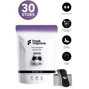 Fresh Improve® Premium Black-Small edition Neusstrips 30 stuks - Verbeterde formule - Performance Neuspleisters Sporten & Slapen - Anti Snurk Pleisters - Slaapproblemen - Neusspreider Extra Sterk - Meer Zuurstof bij Hardlopen, Fietsen & Fitness