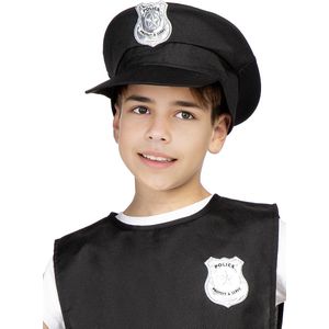 FUNIDELIA Politiepet voor Kinderen - Zwart