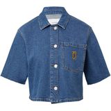 comma - Blouse - Denim - Cropped - Korte Mouwen