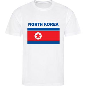 Noord-Korea - North Korea - T-shirt Wit - Voetbalshirt - Maat: 158/164 (XL) - 12 - 13 jaar - Landen shirts