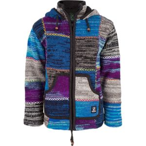 Gebreid Wollen Dames Vest van Schapenwol met Polyester Fleece voering en vaste capuchon met binnenkraag - SHAKALOHA - W Patch NH FreeMulti M