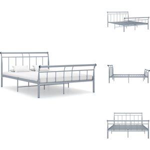 vidaXL Bedframe Klassiek - Metaal - 221 x 148 x 90 cm - Grijs - Bed