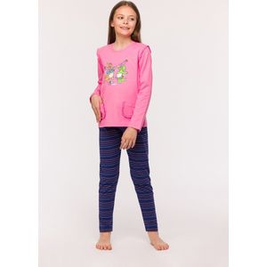 Woody pyjama meisjes/dames - roze - dino - 242-10-PLG-S/453 - maat 176