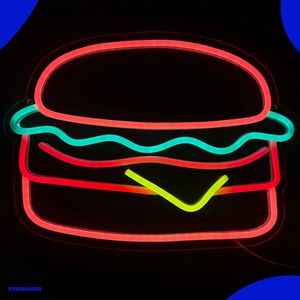 Neon Lamp - Hamburger - Dimbaar - Incl. Ophanghaakjes - Neon Sign - Neon Verlichting - Neon Led Lamp - Wandlamp