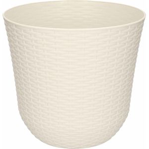 1x Ivoor witte plantenbakken/bloempotten 25 cm - Woon/tuinaccessoires/decoratie - Ronde bloempotten/plantenpotten voor binnen/buiten