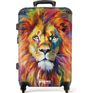 NoBoringSuitcases.com® Koffer - Leeuw - Olieverf - Kunst - Dieren - Trolley - Reiskoffer - Lichtgewicht - Grote koffer - 66 cm - TSA slot - 20 kg bagage - 72 liter - Hardcase