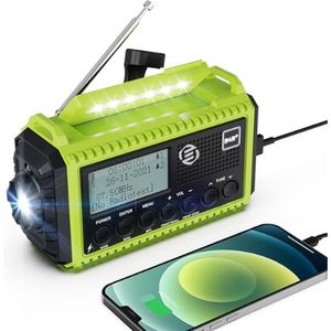 Equivera Noodradio - Noodradio - Emergency Radio - Survival Radio - Oorlog Radio - Opwindbare Radio - Solar Opwindbaar - Radio voor Rampen - SOS Alarm - Noodradio op Batterij - Draagbare Radio - AM/FM-Radio - Oplaadbare Batterij - Noodlader Telefoon