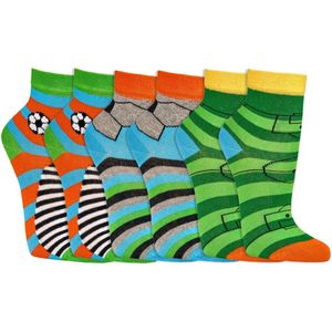 Kindersokken | Grappige sokken | Print: Voetbal | Kleur: Meerkleurig | Maat: Diverse maten | 6 paar