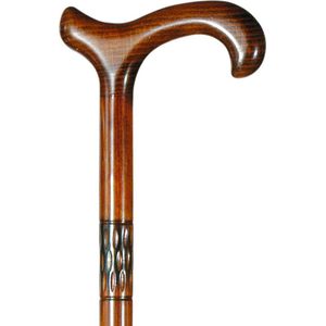 Classic Canes Houten wandelstok - Bruin - Beukenhout - Gefreesde kraag - Lengte 92 cm - Derby handvat - Gewicht 385 gram - Diameter wandelstok 19 mm - Handgemaakt - Wandelstokken - Voor heren en dames - Wandelstok hout