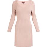 Mymo - Ribgebreide Jurk - Roze - Dames