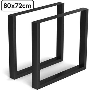 Bodo® - Stalen Onderstel Tafel - Tafelpoten - Set van 2 - U bankpoot 80x72 cm - Mat Zwart