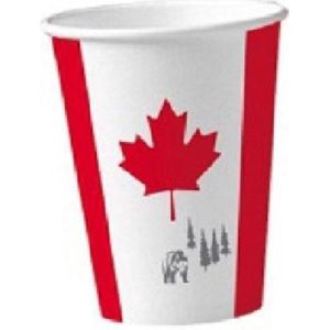 24x stuks Canada vlag kartonnen bekers 200 ml - Canadese feestartikelen/versiering