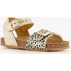 Groot leren meisjes sandalen goud dierenprint - Maat 20