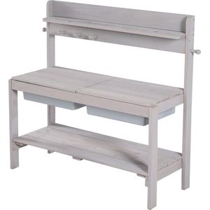 JGS® - Buitenspeelkeuken voor Kinderen, Multifunctioneel met Water & Zand Spelmogelijkheid, Grijs-