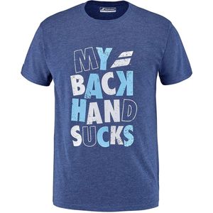Babolat Message T-shirt 'My backhand sucks' - blauw - maat XL