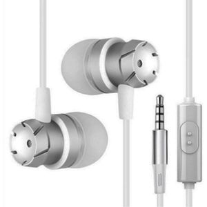 Oortjes met Draad - 3.5mm Jack AUX aansluiting - In-Ear Oordopjes koptelefoon met draad en microfoon - Headset - zilver
