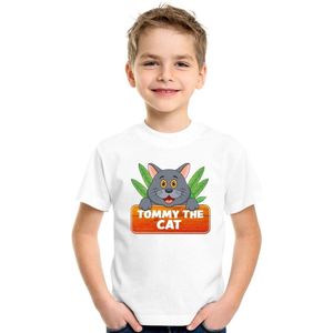 Tommy the Cat t-shirt wit voor kinderen - unisex - katten / poezen shirt - kinderkleding / kleding 134/140