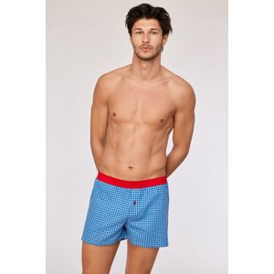 Woody Jongens-Heren boxer blauw ruitje - maat L