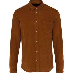 Kariban Heren overhemd met lange mouwen in ribfluweel K599 - Washed Brandy - L