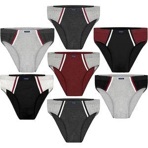 BRUBAKER 7-pack Herensportslip - Gekleurde Katoenen Slip - Retro Broek zonder Opening - Herenondergoed voor Dagelijks Dragen en Sporten - Kleurenmix Rood, Zwart, Grijs, Wit - Maat XXL
