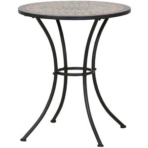 Boraboi ® Tijdloze Ronde Tafel met Stalen Frame en Mozaïek Keramisch Tafelblad in Meerkleurig Design