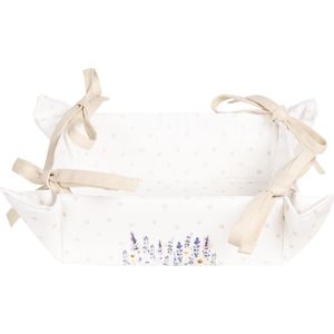 Clayre & Eef Broodmand 35x35x8 cm Paars Wit Katoen Vierkant Lavendel Cadeau keuken