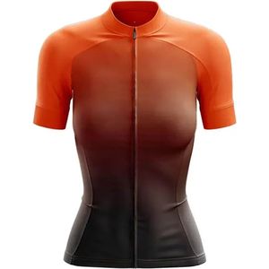B-cycle - Fietsshirt - Dames - Women - Lady - Oranje - Mouwloos - Fietskleding - Ademend - Zomer - Korte mouwen - Fietsaccessoires - Rits - Achterzakken - Mountainbike - Wielrennen - Gravel
