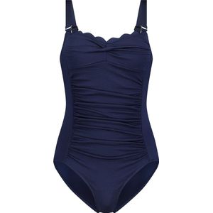 Hunkemöller Dames Badmode Badpak Shaping Scallop - Blauw - maat 38