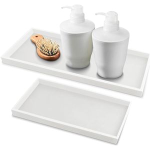 Set van 2 silicone make-upbakjes - organizer voor badkamer - 2 stuks - wit