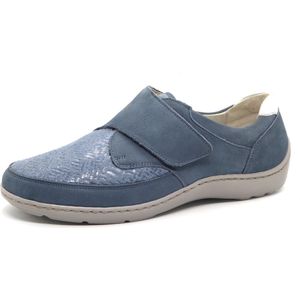 Waldläufer OrthTritt Dames Klittenbandschoen - 496H31-320-263 Jeansblauw - Wijdte H - Maat 5½ (38.5)