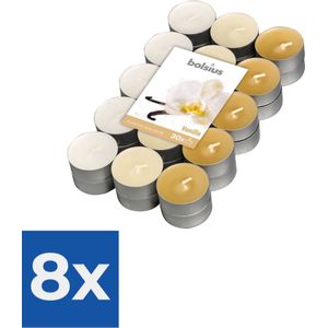 Bolsius Geurkaarsen Theelicht Vanilla Bruin/wit 30 Stuks - Voordeelverpakking 8 stuks