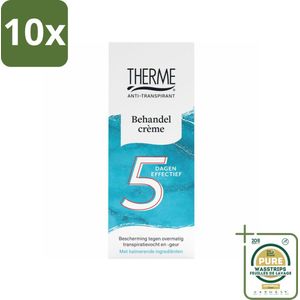 10 x Therme - Behandelcrème - Anti-transpirant - Beschermend - 50ml - Grootverpakking - Anti-transpirant Crème - Zweetgeur - Zweetvocht - Zweetbehandeling - Huidbescherming
