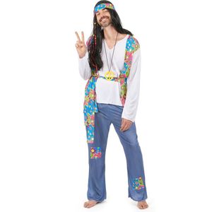 LUCIDA - Hippie Flower Power outfit voor heren - M