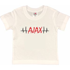 Amsterdam Kinder t-shirt | AJAX hartslag | Verjaardagkado | verjaardag kado | grappig | jarig | Amsterdam | Ajax | cadeau | Cadeau | Wit/zwart/rood/zwart | Maat 110/116