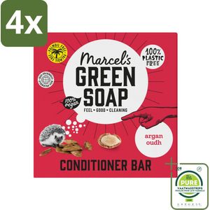 Marcel's Green Soap - Conditioner Bar - Argan & Oudh - Krachtige werking - 60 gr - Voordeelverpakking - 4 stuks - Haarverzorging - Conditioner bar