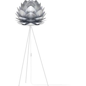 Umage Silvia Medium vloerlamp brushed steel - met tripod wit - Ø 50 cm