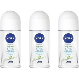 Nivea Deodorant Roller Pure & Natural Jasmine - 3 x 50 ml - Voordeelverpakking