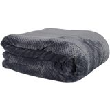 Home Deco Factory Fleece deken - grijs - 180 x 220 cm cm - polyester - XXL woondeken - plaid -