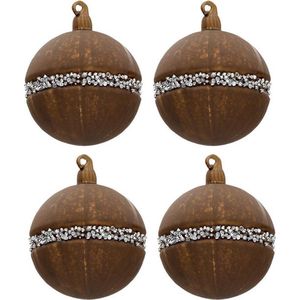 Kerstballen 2x set van 4 Ø 8 cm Bruin Glas Rond Kerstboomversiering Kerstversiering Kerstdecoratie