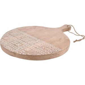 Home&Styling-snijplank- serveerplateau-mangohout-rond 30 cm- witte accenten