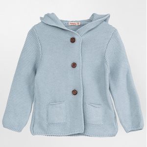 Minora Baby Gebreid Vest met capuchon konijn- Baby kleding jongens en meisjes- Jongen Winterjas-Hoogwaardige Baby vest-Blauw 18 Maanden/86- Kraamcadeau - Babyshower, Newborn- Sinterklaas