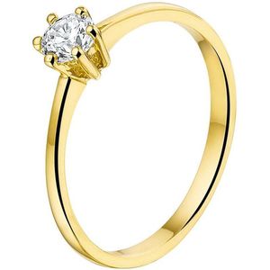 The Jewelry Collection Ring Zirkonia - Geelgoud