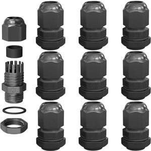 Kabelschroefverbinding M12 IP68 - Stof- en Waterdicht, Voor Kabeldiameter 3-6,5 mm, Inclusief Rubberen Afdichting, Tegenmoer en Klemlamellen