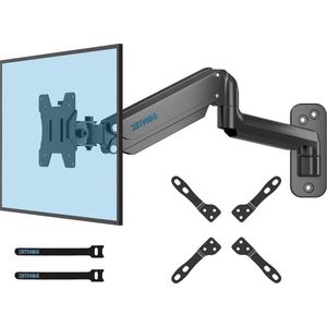 Monitor Muurbeugel met VESA Extension Kit voor 13-42 Inch Schermen - Kantelbaar en Draaibaar - Gasveer - VESA 200 x 200 mm