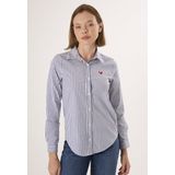 Felix Hardy Gestreepte Overhemd - Overhemden - 97% Katoen Dames Navy - L